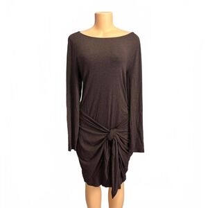 Lauren Ralph Lauren Long‎ Sleeve Boat Neck Twist Front Midi Dress Size 14